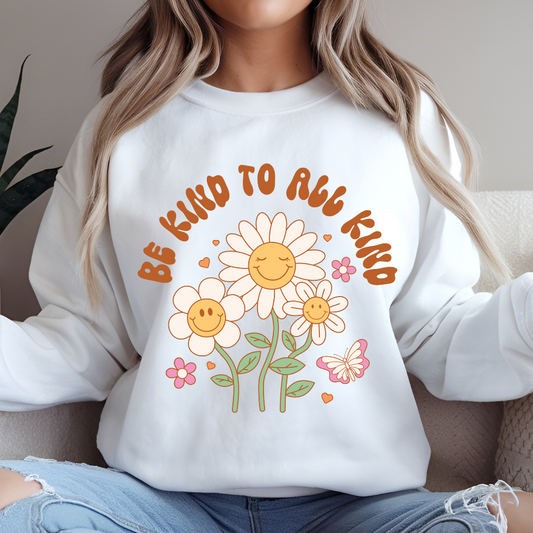 Be Kind Floral Fleece Hoodie - Cozy & Positive Vibes Sweatshirt